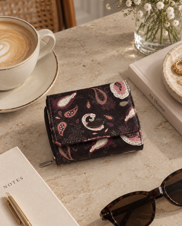 GELDBÖRSE PAISLEY-PRINT SCHWARZ