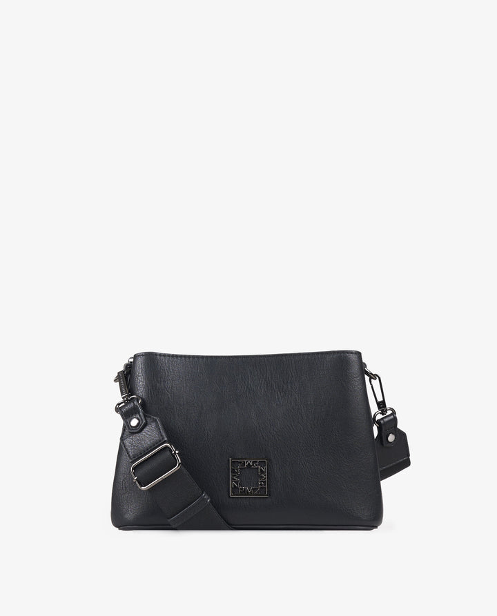 BLACK TEXTURED CROSSBODY BAG