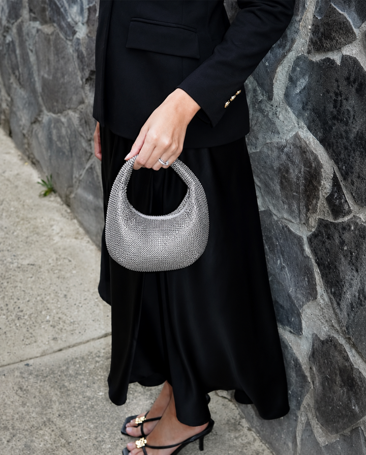 BORSA STRASS ARGENTO