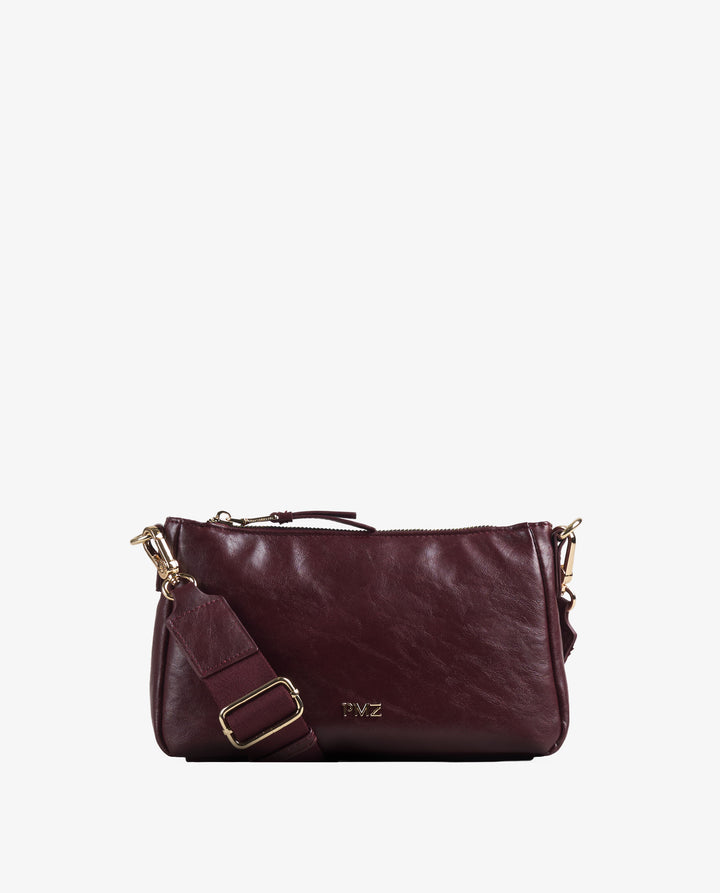BURGUNDY GLOSSY CROSSBODY BAG