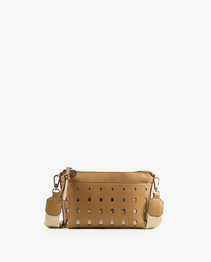 BOLSA TIRACOLO PERFURADA CAMEL
