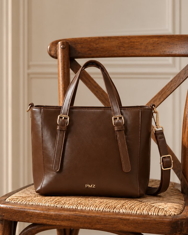 TOTE BRILLO MARRÓN
