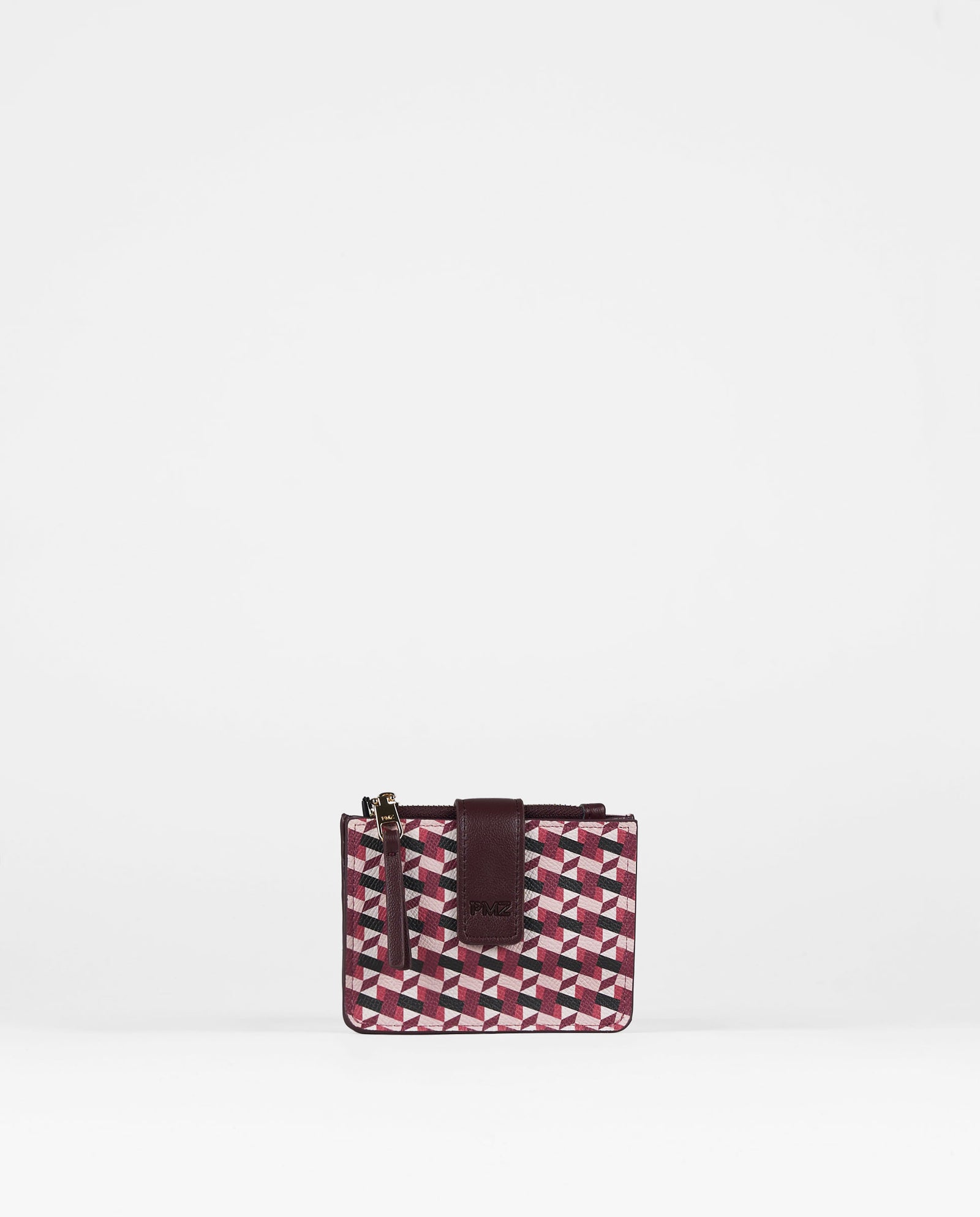 MONEDERO TARJETERO GEOMETRICO ROSA PEQUEÑO