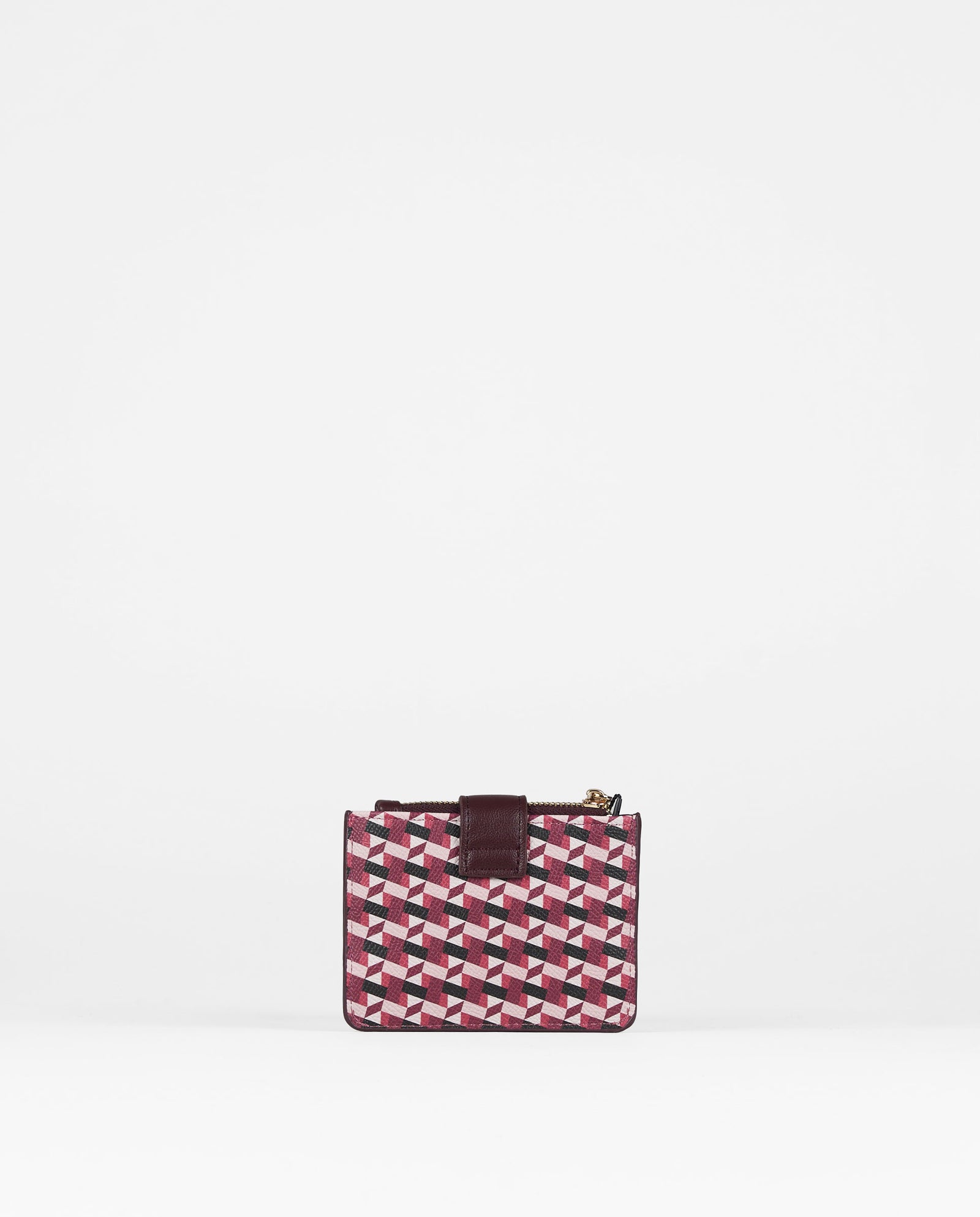MONEDERO TARJETERO GEOMETRICO ROSA PEQUEÑO
