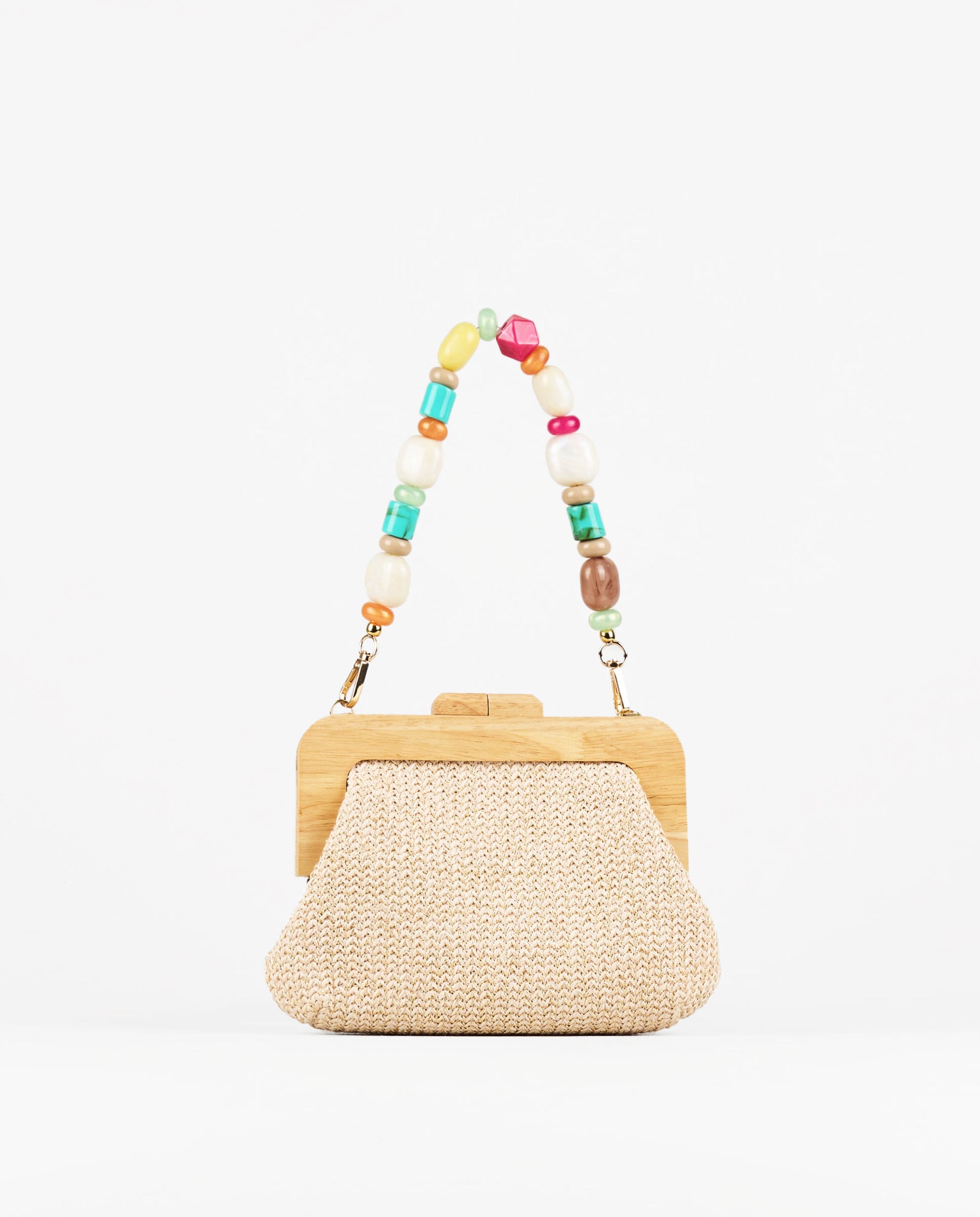SAC À MAIN EN RAPHIA AVEC BOULES