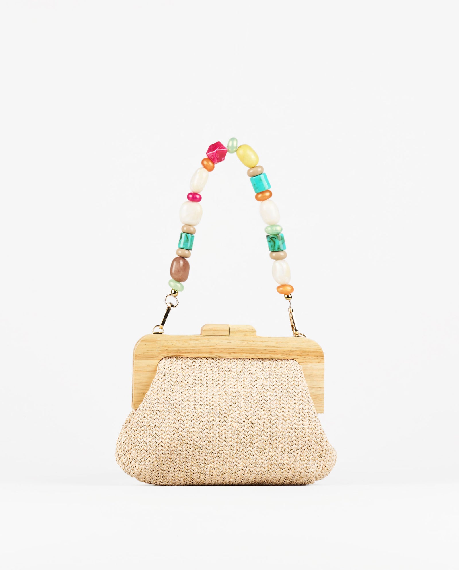 SAC À MAIN EN RAPHIA AVEC BOULES