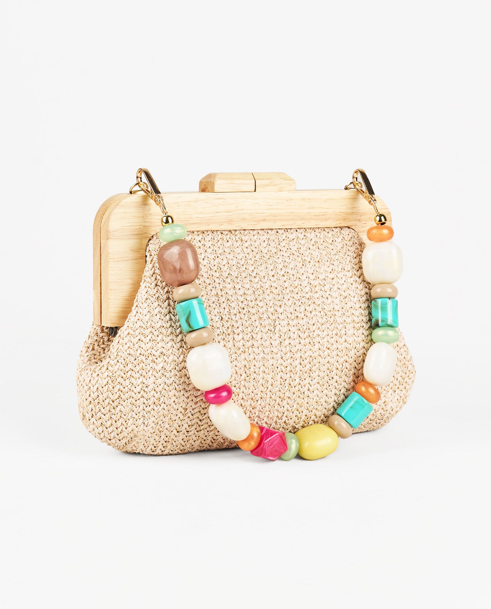 SAC À MAIN EN RAPHIA AVEC BOULES