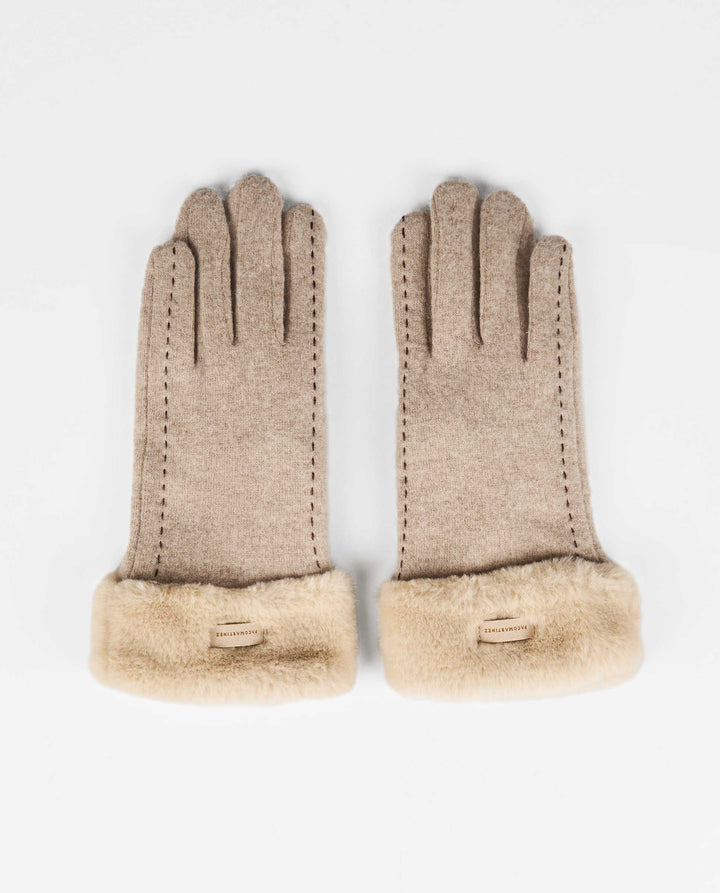 GUANTI NERI CON PELLICCIA BEIGE