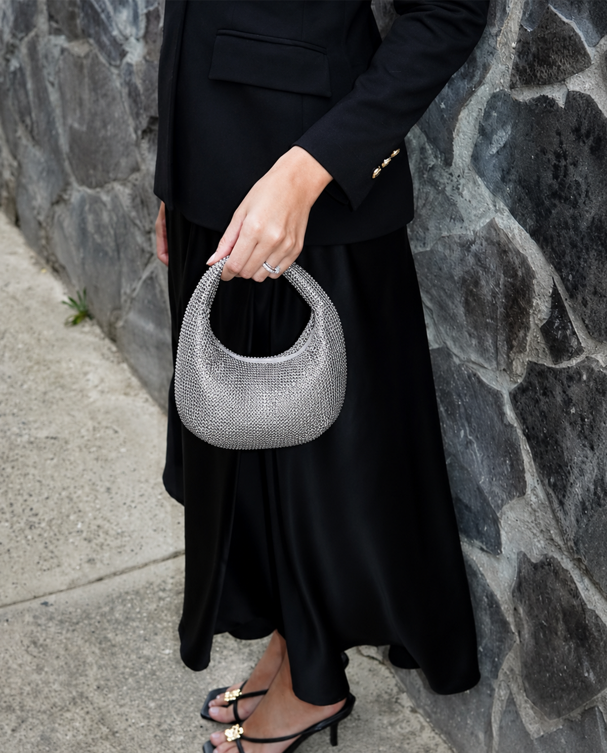 BOLSO STRASS PLATA