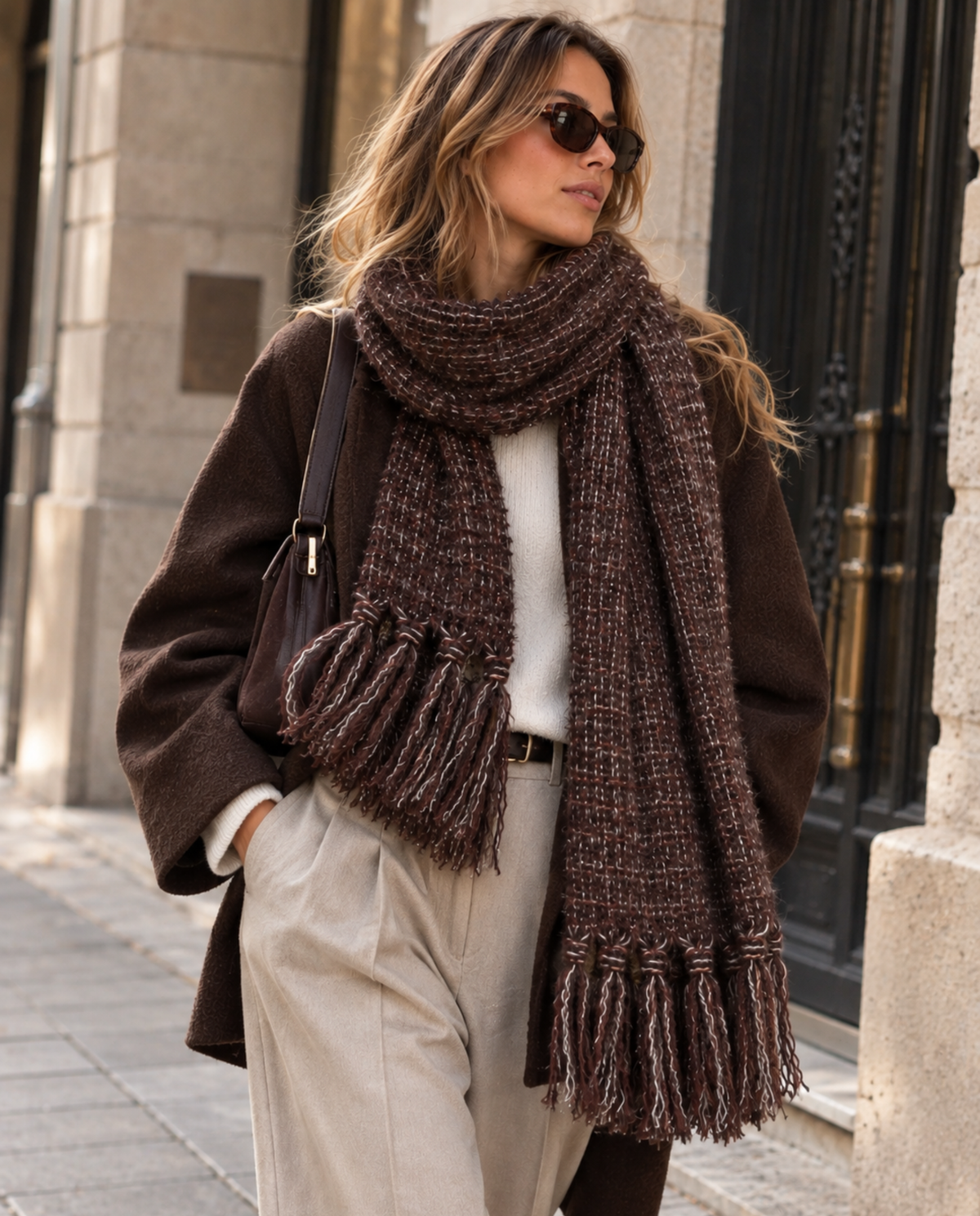 BROWN YARN SCARF