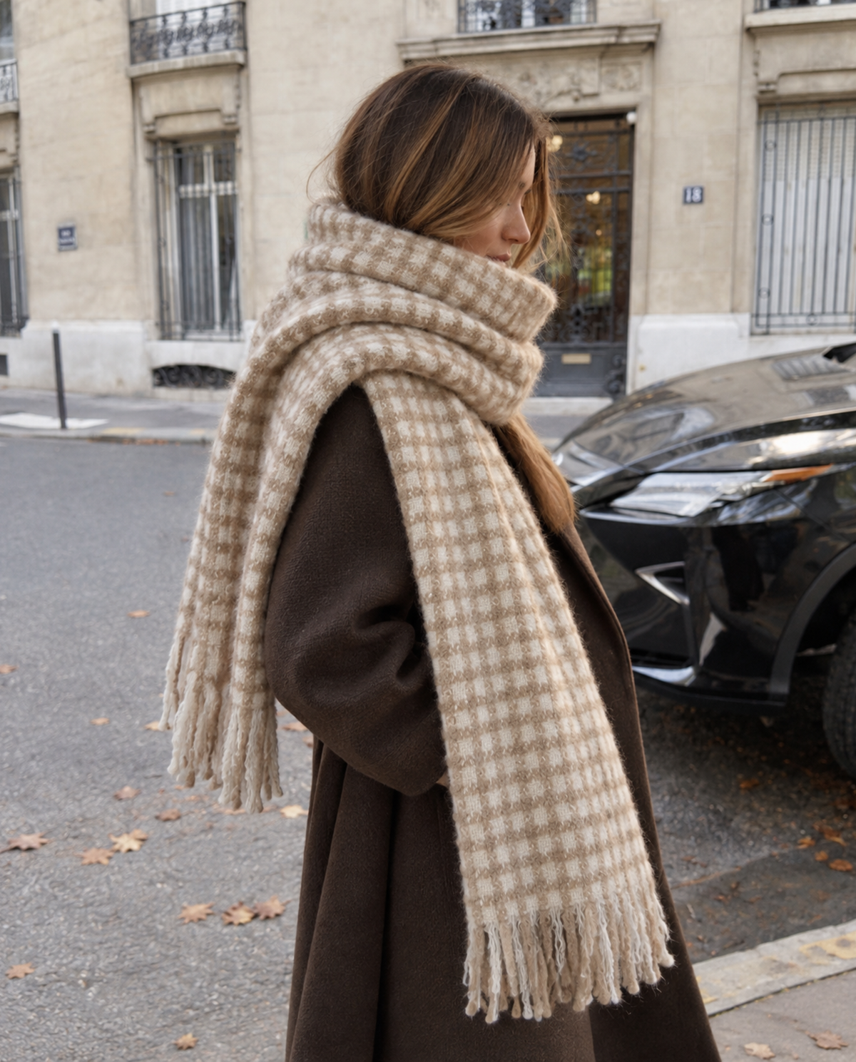 SCIARPA QUADRI BEIGE